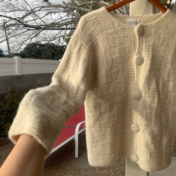 Aliento handmade in Bolivia 100% alpaca cream vanilla cardigan size M - Picture 4 of 11